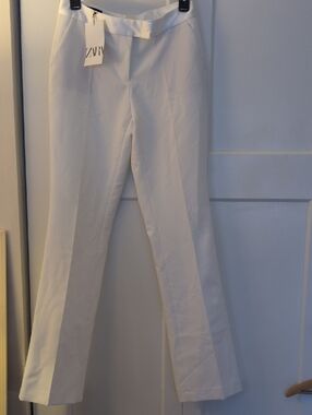 Zara Cream Straight-Leg Dress Pants
